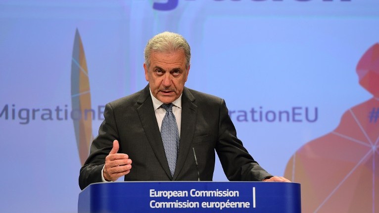 European commissioner for Migration, Home Affairs and Citizenship Dimitris Avramopoulos addresses a press conference on the implementation of an European agenda on migration at the European Commission in Brussels on May 27, 2015. (Emmanuel Dunand/AFP) European commissioner for Migration, Home Affairs and Citizenship Dimitris Avramopoulos addresses a press conference on the implementation of an European agenda on migration at the European Commission in Brussels on May 27, 2015. (Emmanuel Dunand/AFP)