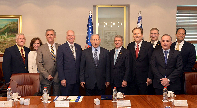 Prime Minister Benjamin Netanyahu meets with members of the US Congress delegation led by chairman of the US House of Representatives Michael Mccaul, at the Prime Minister's Office in Jerusalem on May 05, 2015. (photo credit: Haim Zach/GPO)