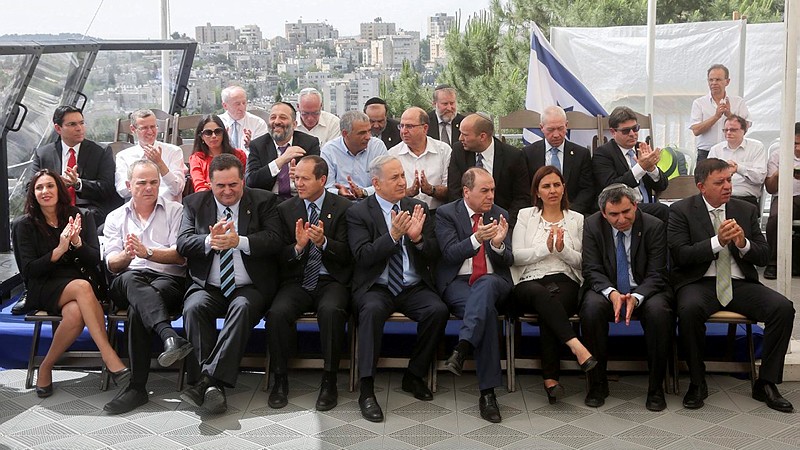 Cabinet members pose for a group picture during a special cabinet meeting at the Israel Museum in Jerusalem, together with Jerusalem mayor Nir Barkat, on May 19, 2015. (Photo credit: by Marc Israel Sellem/Flash90) Cabinet members pose for a group picture during a special cabinet meeting at the Israel Museum in Jerusalem, together with Jerusalem mayor Nir Barkat, on May 19, 2015. (Photo credit: by Marc Israel Sellem/Flash90)