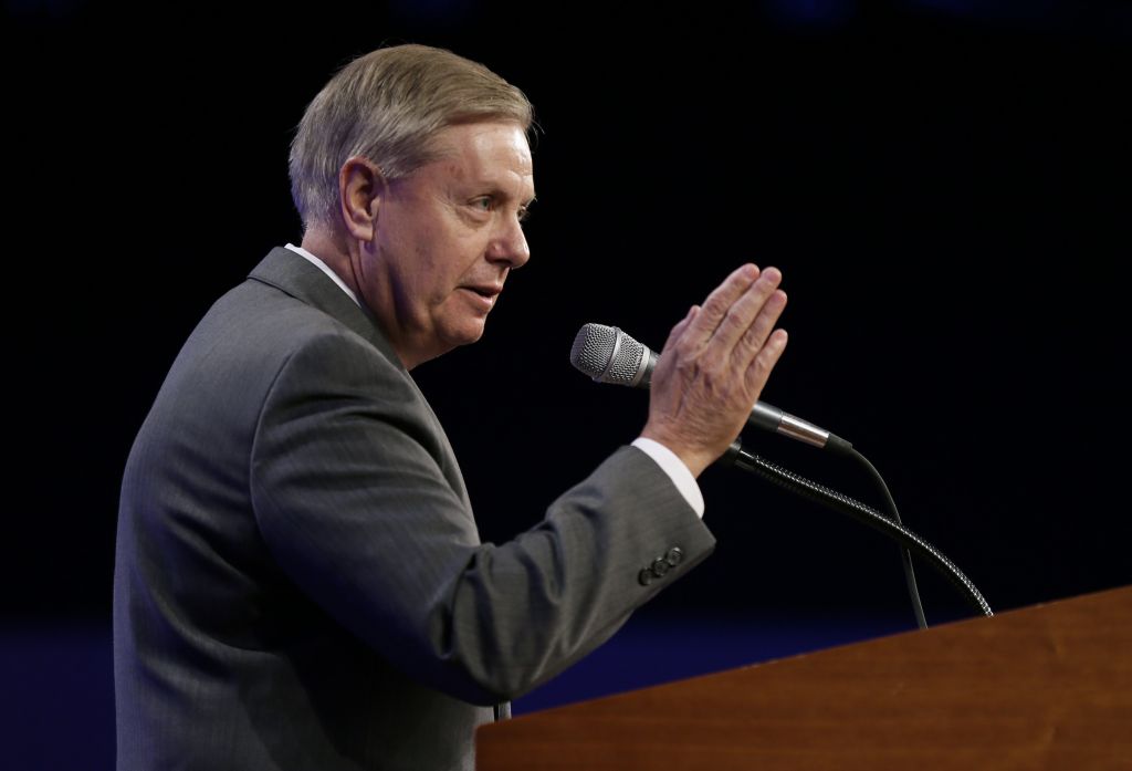 Sen. Lindsey Graham, R-S.C., speaks during the Iowa Republican Party's Lincoln Dinner, Saturday, May 16, 2015, in Des Moines, Iowa. (AP Photo/Charlie Neibergall) Sen. Lindsey Graham, R-S.C., speaks during the Iowa Republican Party's Lincoln Dinner, Saturday, May 16, 2015, in Des Moines, Iowa. (AP Photo/Charlie Neibergall)
