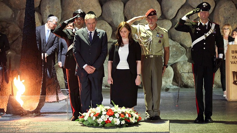 Italian Foreign Minister Paolo Gentiloni and Deputy Foreign Minister Tzipi Hotovely seen during a visit to the Yad Vashem holocaust memorial museum in Jerusalem, on June 30, 2015. (Isaac Harari/FLASH90) Italian Foreign Minister Paolo Gentiloni and Deputy Foreign Minister Tzipi Hotovely seen during a visit to the Yad Vashem holocaust memorial museum in Jerusalem, on June 30, 2015. (Isaac Harari/FLASH90)