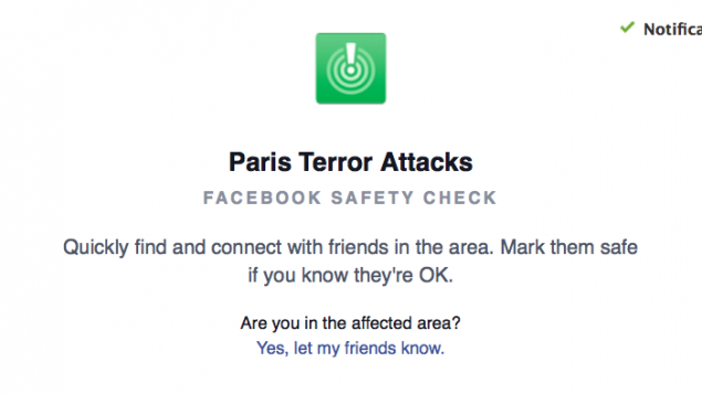 Capture d'écran de la fonction de Facebook Safety check Capture d'écran de la fonction de Facebook Safety check