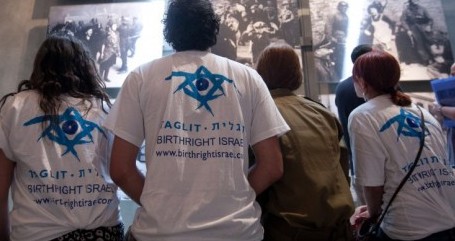Illustrative: Birthright Israel participants visiting Yad Vashem, summer 2012 (JTA/Taglit-Birthright Israel participants taken with permission inside Yad Vashem)