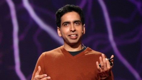 Salman Khad addresses the TED conference in 2011 (photo credit: CC-BY Steve Jurvetson, Wikipedia)