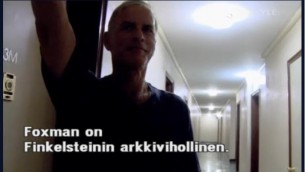 Norman Finkelstein demonstrating the Nazi salute for a Danish documentary