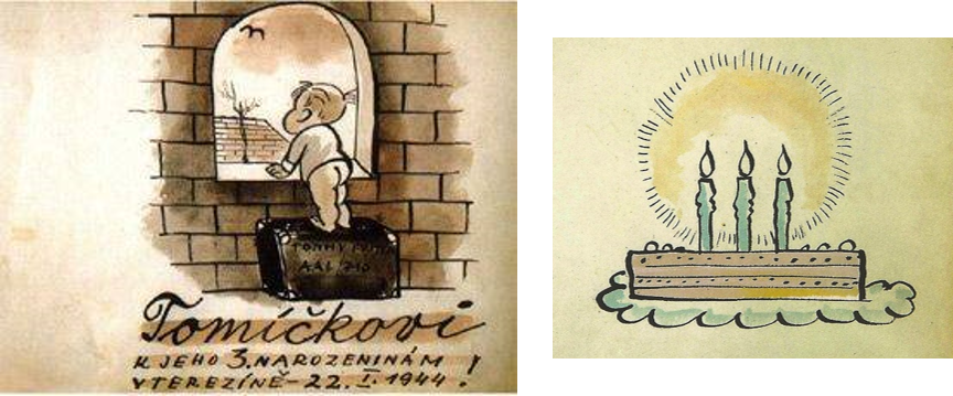 To my dearest Tommy for his Third Birthday in Terazin, January 22, 1944, by Bedrich Fritta