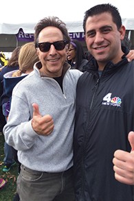 Russell Rothman, left, with NBC sports anchor Harry Cicma, at last year’s Alzheimer’s walk.